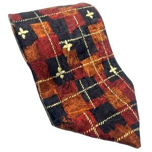 Ermenegildo Zegna 100% Silk Neck‎ Tie Bronze red Floral Geometric Current Luxury